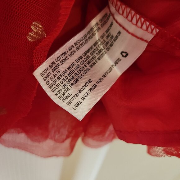 Cat and Jack Love Theme Red Long Sleeve Dress Glitter Print Hearts 2T - Picture 7 of 11